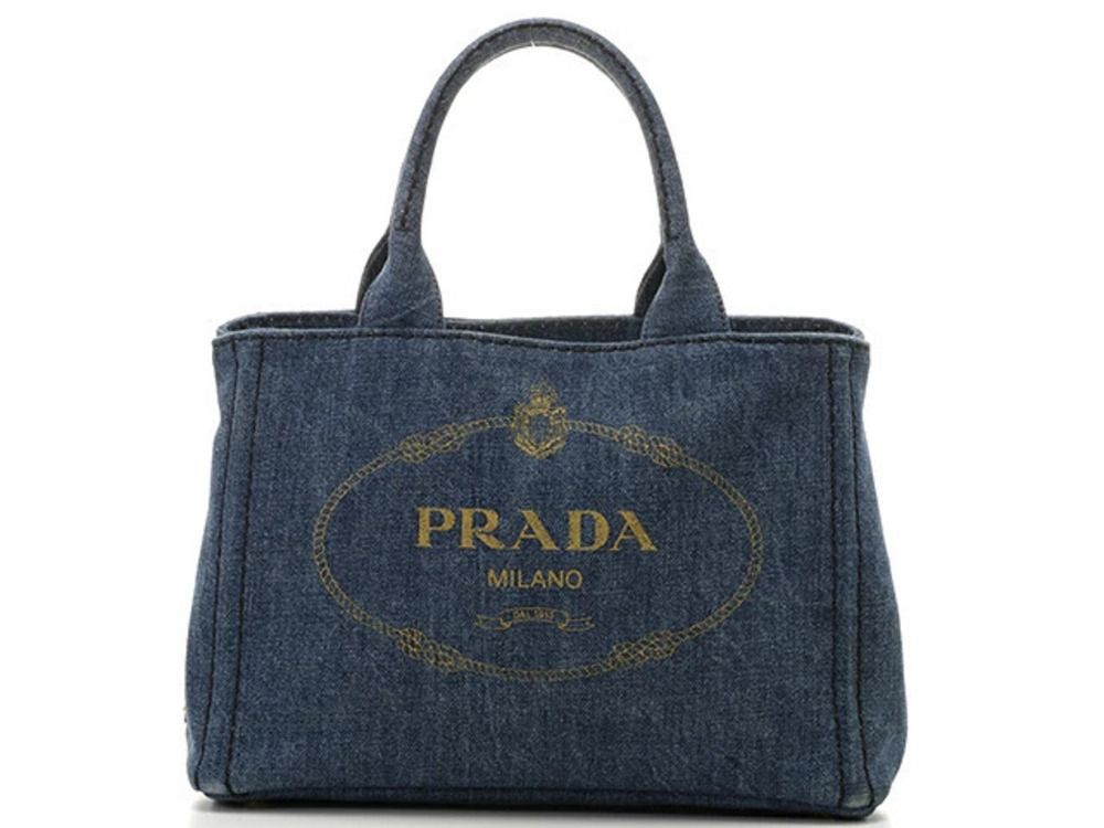 Prada Canapa Shoulder Bag Blue Denim